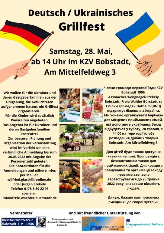 Plakat Grillfest Ukraine Hilfe